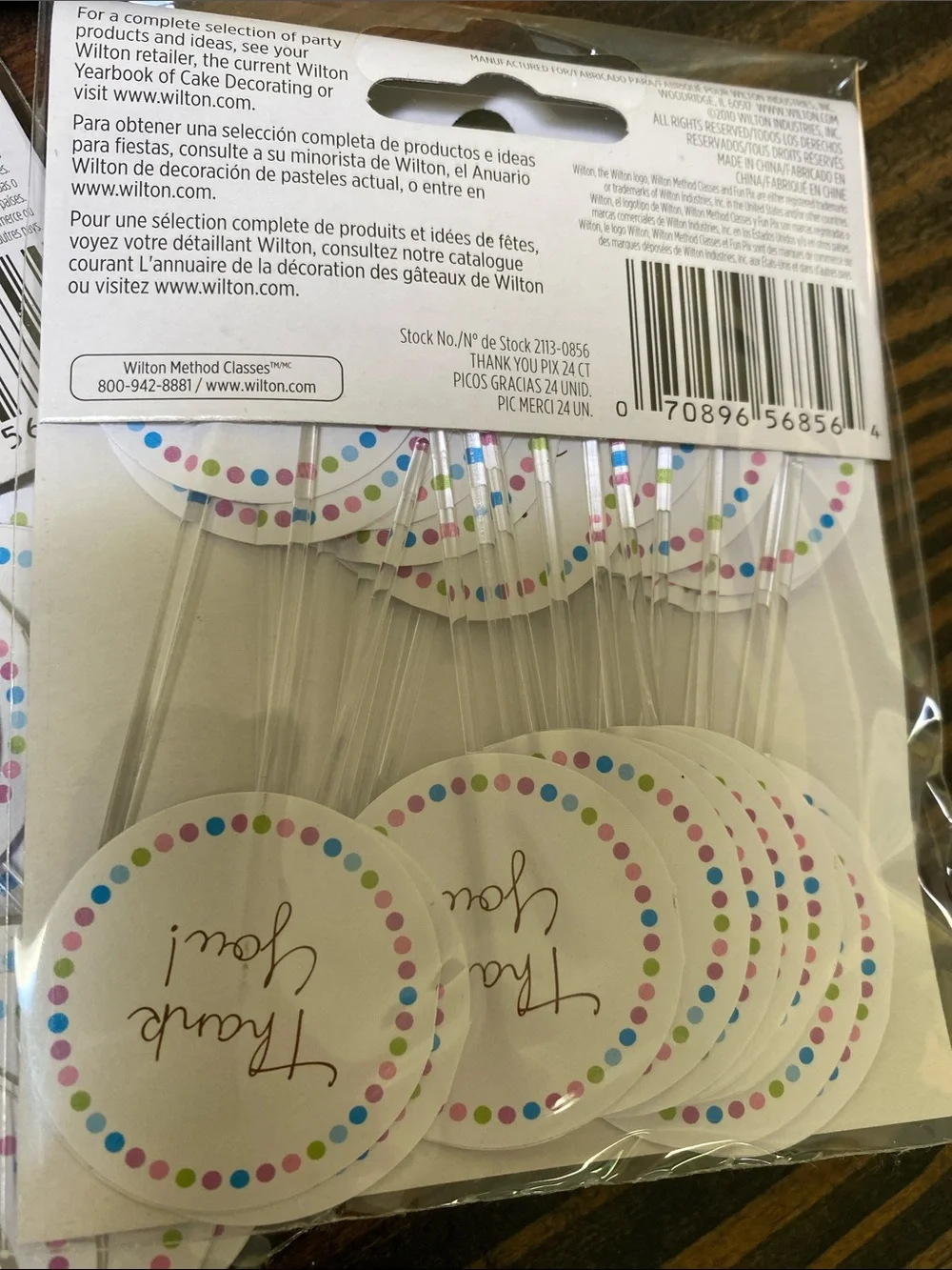 Wilton Fun Pix Thank You Cupcake Toppers - White with Multicolor Dots - 144 pcs